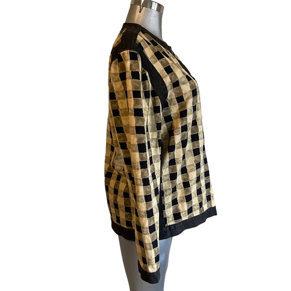 Checkered Shacket Jacket Shirt Rose Flower Embroidery Snap Button Down Gingham - Picture 3 of 11